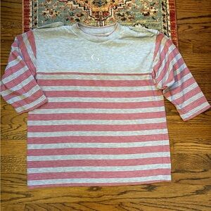 Vintage 80s Gotano striped retro tee in grey and red size medium